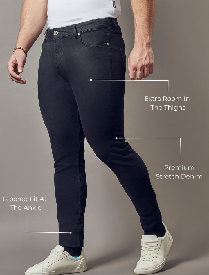 Black Tapered Fit Jeans