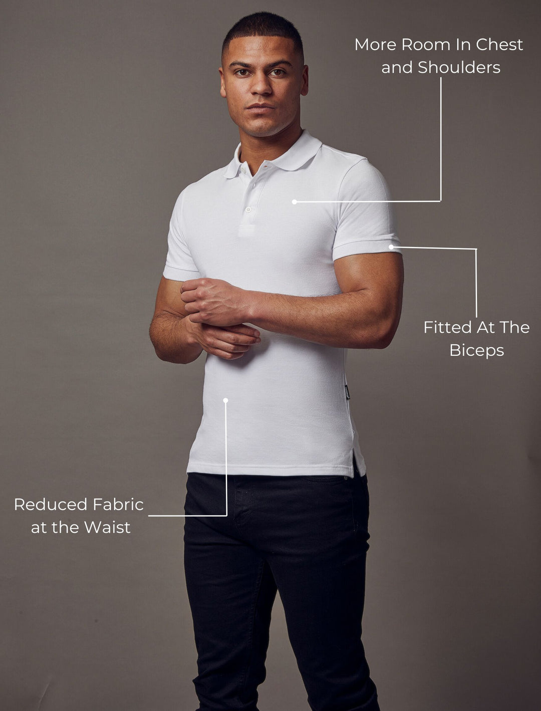 Short Sleeve White Tapered Fit Polo Shirt