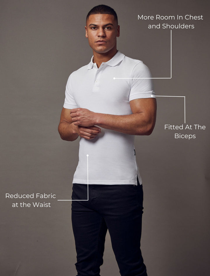 Short Sleeve White Tapered Fit Polo Shirt