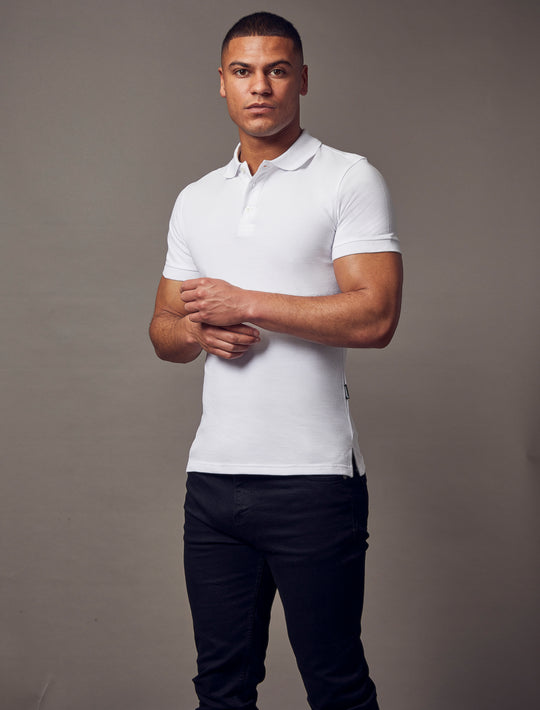 Short Sleeve White Tapered Fit Polo Shirt