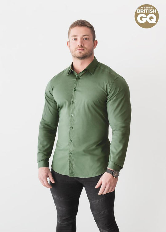 Olive Tapered Fit Bodybuilder Shirt