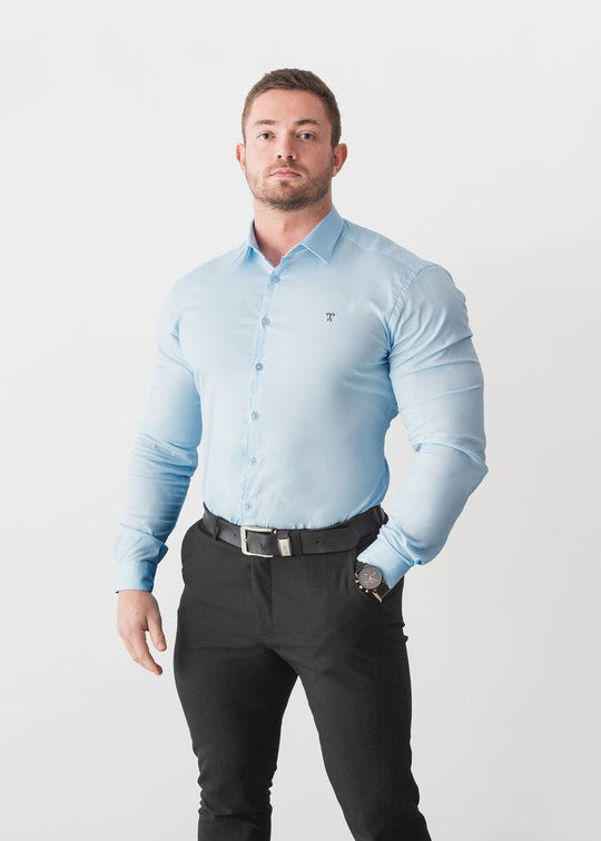 Light Blue Tapered Fit Bodybuilder Shirt