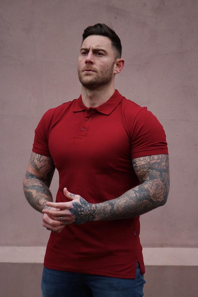 Short Sleeve Burgundy athletic Fit Polo shirt