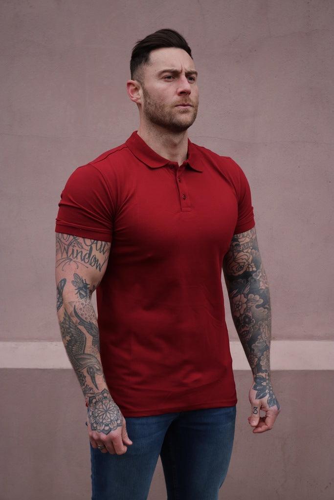 Short Sleeve Burgundy athletic Fit Polo