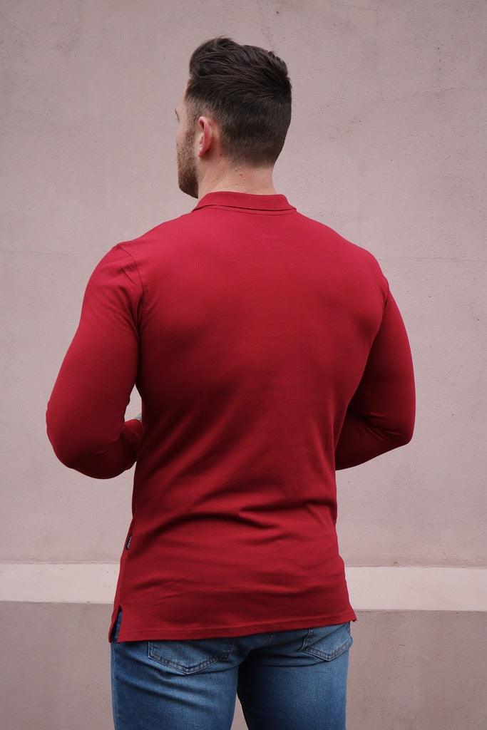 back burgundy muscle polo