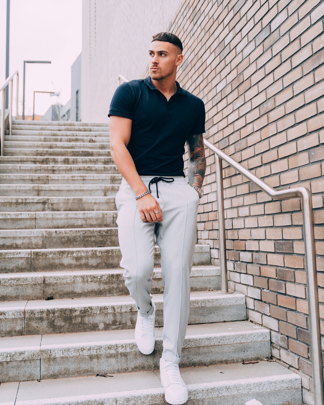 Short Sleeve Navy Tapered Fit Polo Shirt