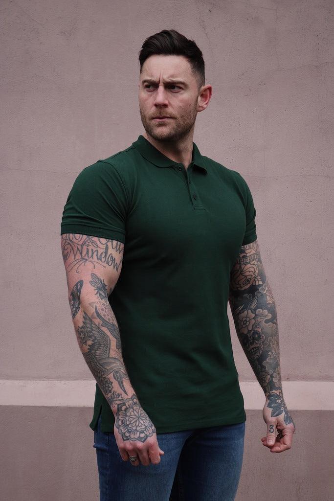 short sleeve muscle fit polo in green